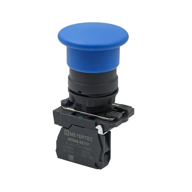 кнопка грибовидная 40мм пружиный возврат 1no ip65 пластик mtb5-ac61 син. овен 137248 от BTSprom.by