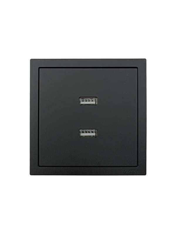 розетка 1-мест. с 2-мест. usb разъем сп zima ip20 черн. бархат lezard 704-4288-192 от BTSprom.by