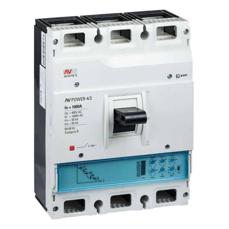 выключатель автоматический 3п 1000а 50ка av power-4/3 etu2.2 averes ekf mccb-43-1000-2.2-av от BTSprom.by