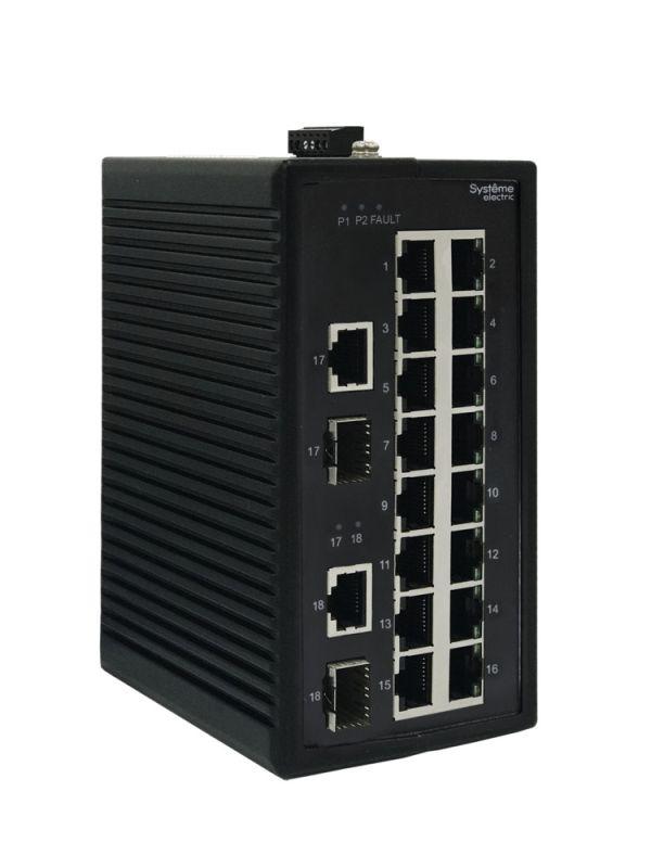 коммутатор промышленный неуправляемый ethernet 16х10/100baset 2х100/1000basex sfp se nsetu118t16x02a от BTSprom.by