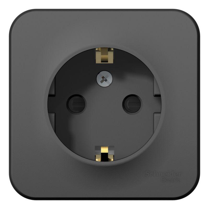 розетка 1-м оп blanca 16а ip20 250в с заземл. защ. шторки антрацит se blnra011106 от BTSprom.by