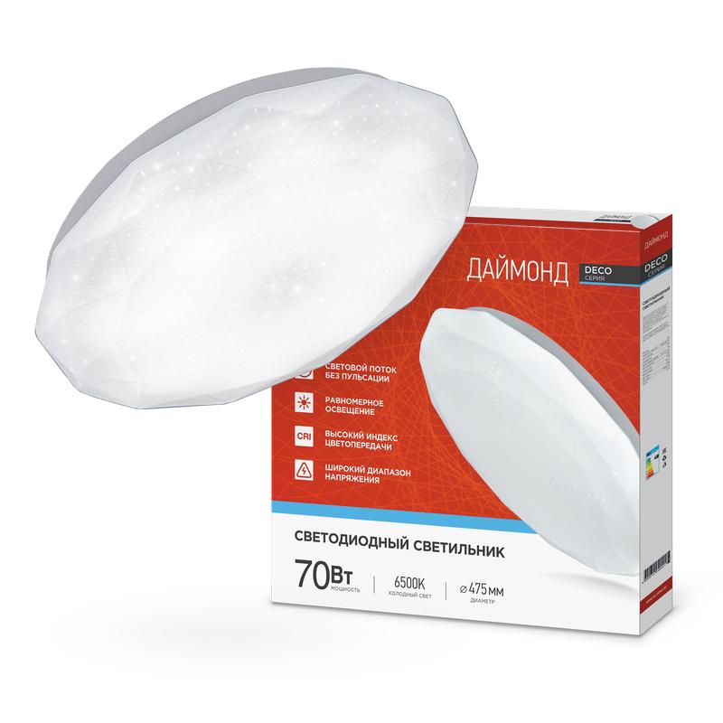 светильник светодиодный deco даймонд 70вт 6500к 6300лм 230в 496х85мм in home 4690612052489 от BTSprom.by