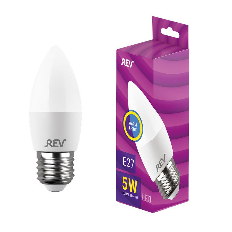 лампа светодиодная c37 5вт свеча 2700к тепл. бел. e27 420лм 180-240в rev 32273 3 от BTSprom.by