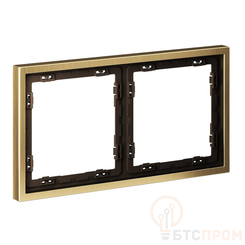  Рамка металлическая на 2 поста S70 Metal латунь Voltum VLSM120209 фото в каталоге от BTSprom.by