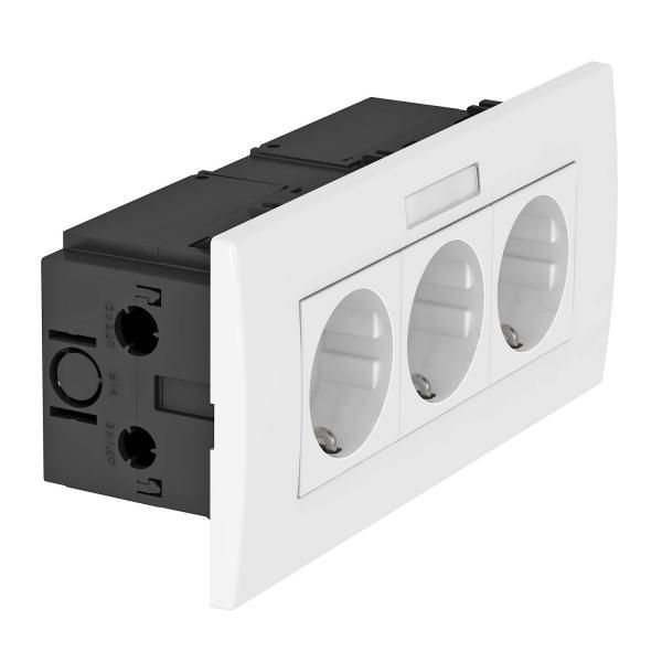 блок розеточный 3-м ar45 3хmodul45 de-rw d0rw3b 16а 84х185х59мм укомплектован. с маркир. бел. obo 6119433 от BTSprom.by