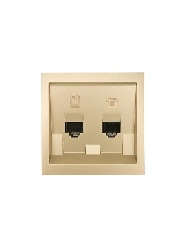 розетка компьютер+телефон сп zima ip20 с модулем cat 6 зол. lezard 704-3688-144 от BTSprom.by