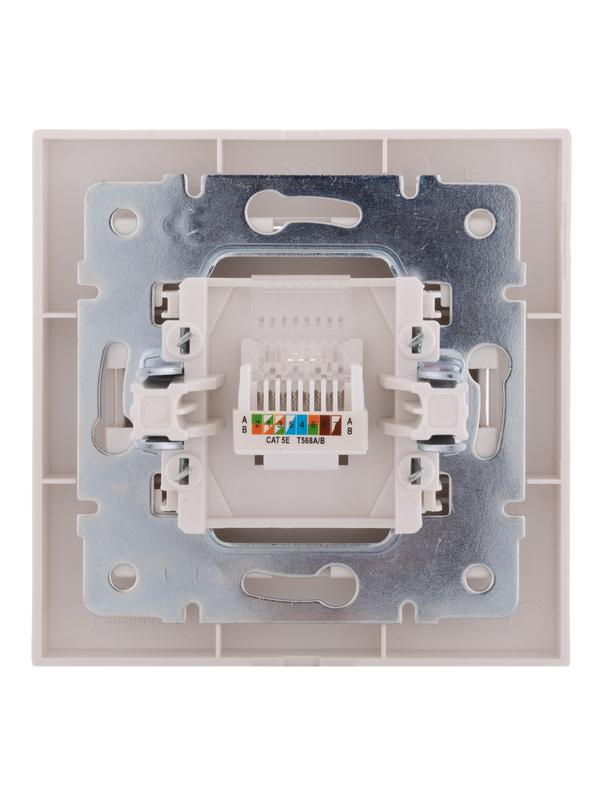  Розетка компьютерная 1-м СП Rain RJ45 жемчуж./бел. перламутр. LEZARD 703-3030-139 фото в каталоге от BTSprom.by