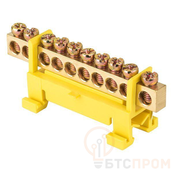 Шина нулевая PE 6х9 10 отверстий желт. изолятор тип "Стойка" на DIN-рейку латунь PROxima EKF sn0-63-10-sy фото в каталоге от BTSprom.by  Шина нулевая PE 6х9 10 отверстий желт. изолятор тип "Стойка" на DIN-рейку латунь PROxima EKF sn0-63-10-sy фото в каталоге от BTSprom.by