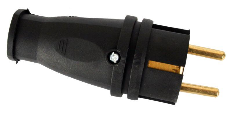  Вилка 16А прямая каучуковая с/з модель В16-001 Sb1-PZ Black черн. Volsten 14428 фото в каталоге от BTSprom.by