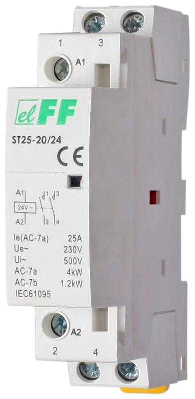 контактор st25-20/24 (2no 2.2вт 1 модуль монтаж на din-рейке 24в ac 25a ip20) f&f ea13.001.006 от BTSprom.by