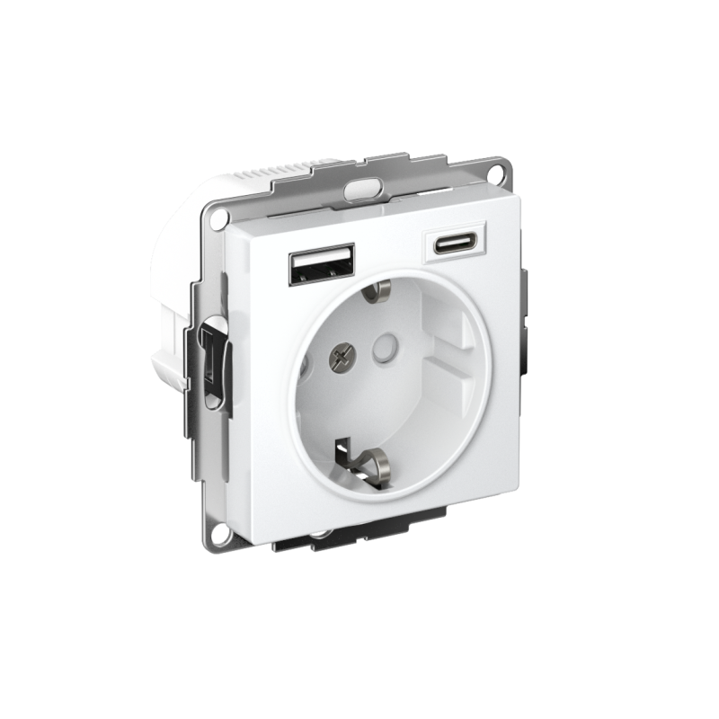 розетка atlasdesign 16а с 2-мя заряд. устройствами usb тип a+c 5в/2.4а 2х5в/1.2а механизм бел. se atn000132 от BTSprom.by