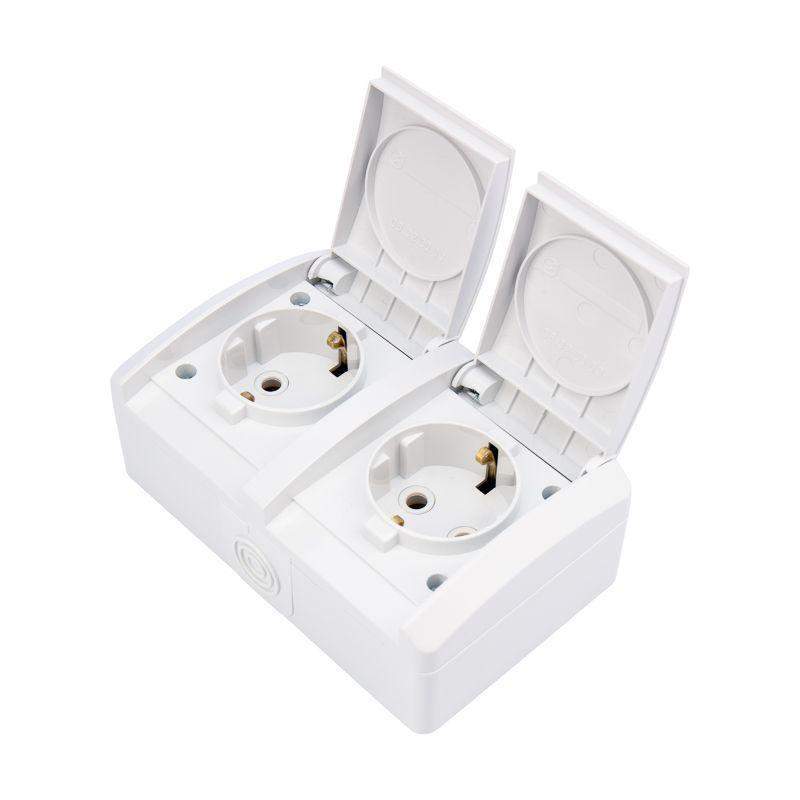  Блок розеток 2-м ОП INDUSTRIAL IP54 горизонт. с заземл. бел. Kranz KR-78-0805 фото в каталоге от BTSprom.by