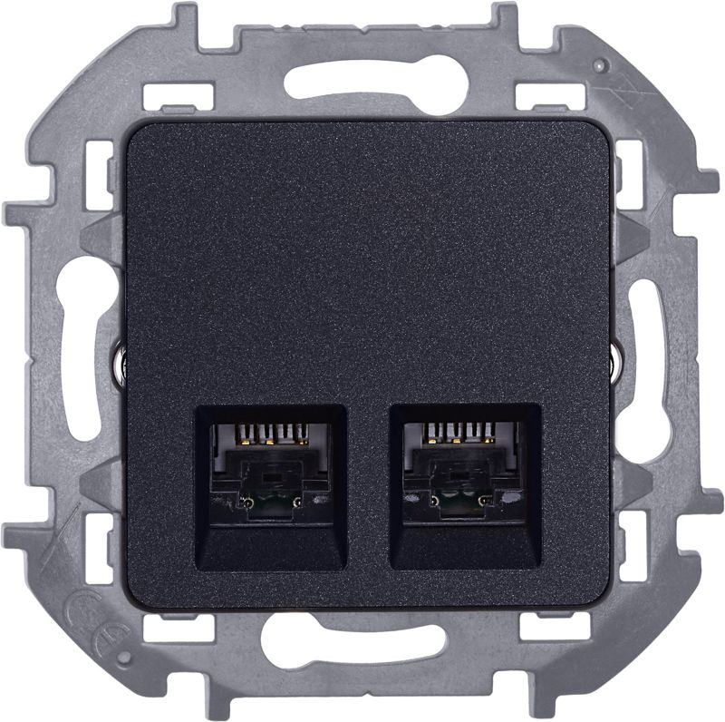  Розетка компьютерная 2-м Inspiria RJ45 кат.5E UTP антрацит IEK 673838 фото в каталоге от BTSprom.by