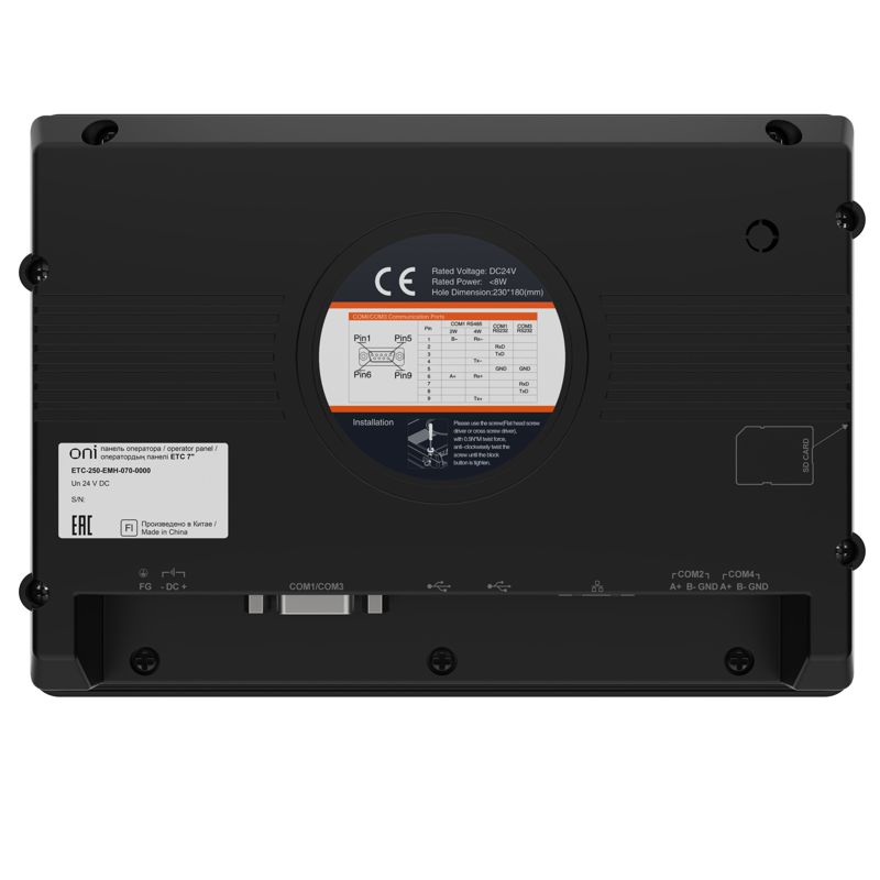  Панель оператора общепром. ETC 7дюйм металл Ethernet ONI ETC-250-EMH-070-0000 фото в каталоге от BTSprom.by