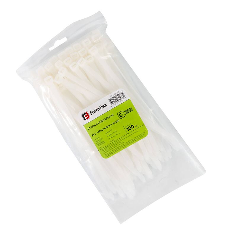хомут нейлоновый ксс multilock 8х200 бел. (уп.100шт) fortisflex 102311 от BTSprom.by