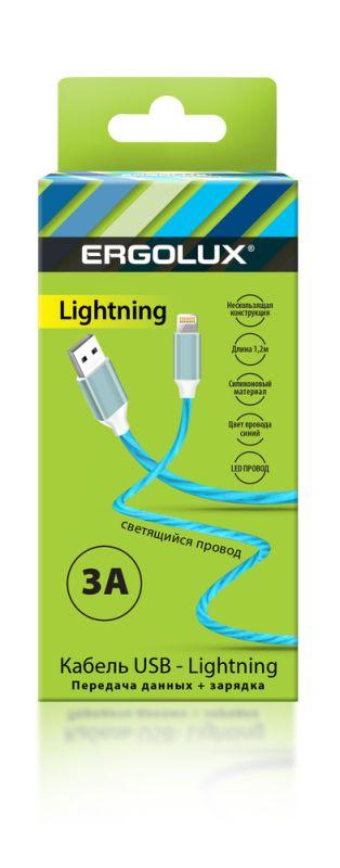 кабель usb-lightning elx-cdc03-c06 3а 1.2м led зарядка+передача данных коробка син. ergolux 15306 от BTSprom.by