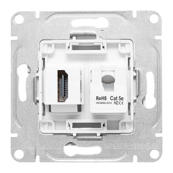  Розетка СП Эпика HDMI + RJ45 кат.5 механизм бел. EKF UP1-SOW-HDMI+RJ45 фото в каталоге от BTSprom.by