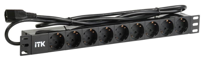 блок розеток 9 мест pdu (немец. станд.) din 49440 алюм. профиль 1u шнур 2м; вилка iec 320 c14; черн. itk ph22-9d2 от BTSprom.by