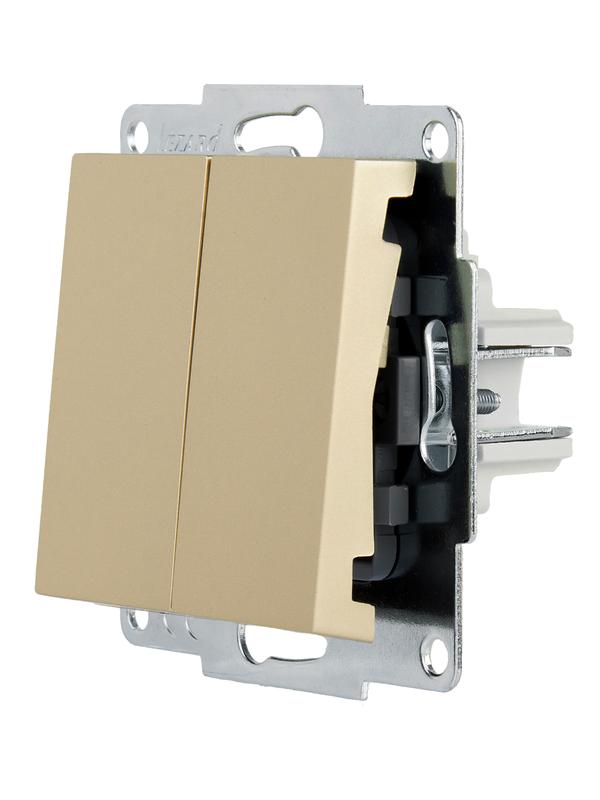  Выключатель двойной VESNA зол. LEZARD 742-3688-101 фото в каталоге от BTSprom.by