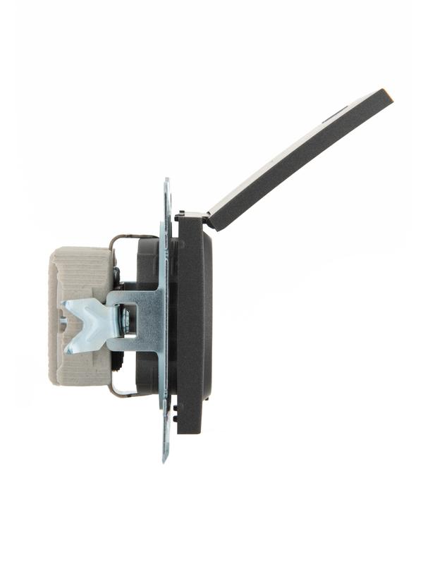  Розетка 1-м Rain с заземл. с крышкой керамика механизм матов. черн. графит LEZARD 703-4188-123 фото в каталоге от BTSprom.by