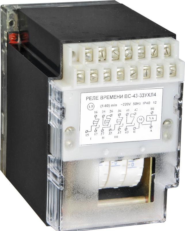 реле времени вс-43-3-3 ухл4 110в 50гц 1-60мин 3х-цепн. с независ. регул. выдержки времени для каждой цепи задержка на вкл. ток контактов исполн. реле 4а 3перекл. с выдержк. времени+1перекл. мгнов. действия реле и автоматика a8011-76914428 от BTSprom.by