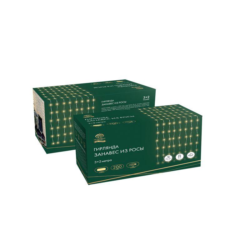  Гирлянда светодиодная "Роса "Светодиодный дождь" 3х2м LED тепл. бел. 12Вт IP20 USB+пульт управления с крючками для крепления Neon-Night 315-876 фото в каталоге от BTSprom.by