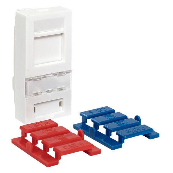  Вставка розеточная 45х22.5мм формат Mosaic на 1 модуль Keystone защ. шторки с маркером бел. TERACOM PRO EKF TRP-INS-MOS-1M1P-WH фото в каталоге от BTSprom.by