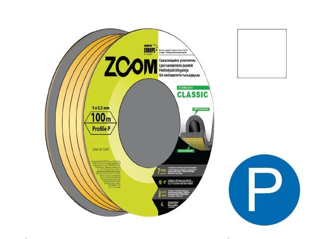 уплотнитель "p" белый 9x5,5мм сдвоенный профиль (2х50м) zoom classic 02-2-4-105 от BTSprom.by
