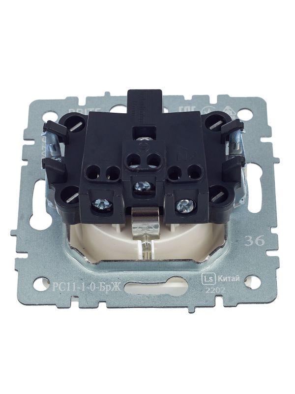  Розетка 1-м СП BRITE РС11-1-0-БрЖ 16А с заземл. без защ. шторки механизм жемчуж. IEK BR-R11-16-K36 фото в каталоге от BTSprom.by