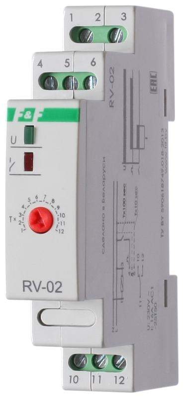 реле времени rv-02 16а 1..120с 230в 1 перекл. ip20 задержка выключ. монтаж на din-рейке f&f ea02.001.008 от BTSprom.by