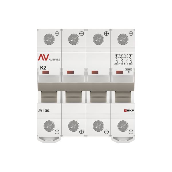  Выключатель автоматический модульный 4п K 2А 10кА AV-10 DC AVERES EKF mcb10-DC-4-02K-av фото в каталоге от BTSprom.by