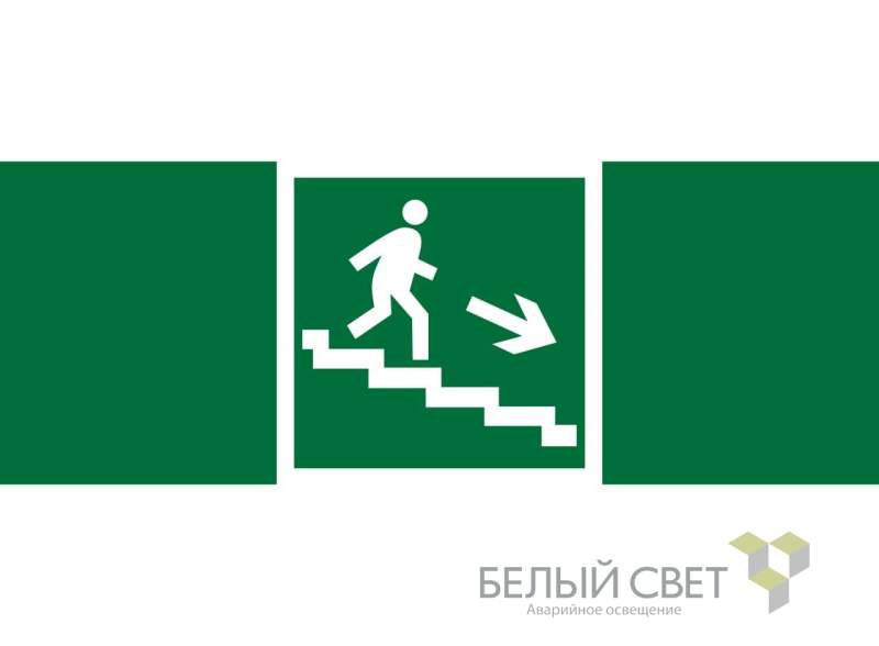 знак безопасности npu-3413.e13"напр. к эвакуац. выходу по лестн. вниз (прав.)" белый свет a16524 от BTSprom.by
