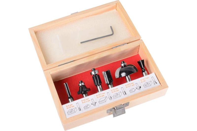 набор фрез по дереву 6шт (хвостовик 8мм) кейс вихрь 73/10/6/20 от BTSprom.by