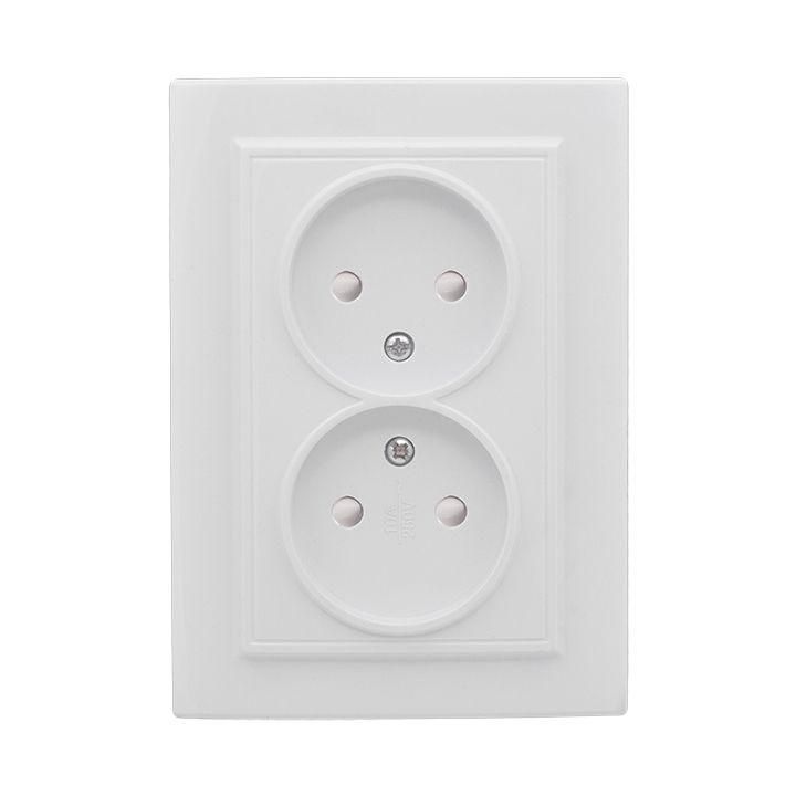 розетка 2-м сп минск 10а ip20 без заземл. защ. шторки бел. basic ekf err10-102-100 от BTSprom.by