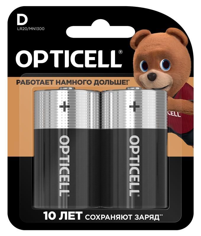 элемент питания алкалиновый d/lr20 1.5в (блист. 2шт) basic opticell 5051005 от BTSprom.by