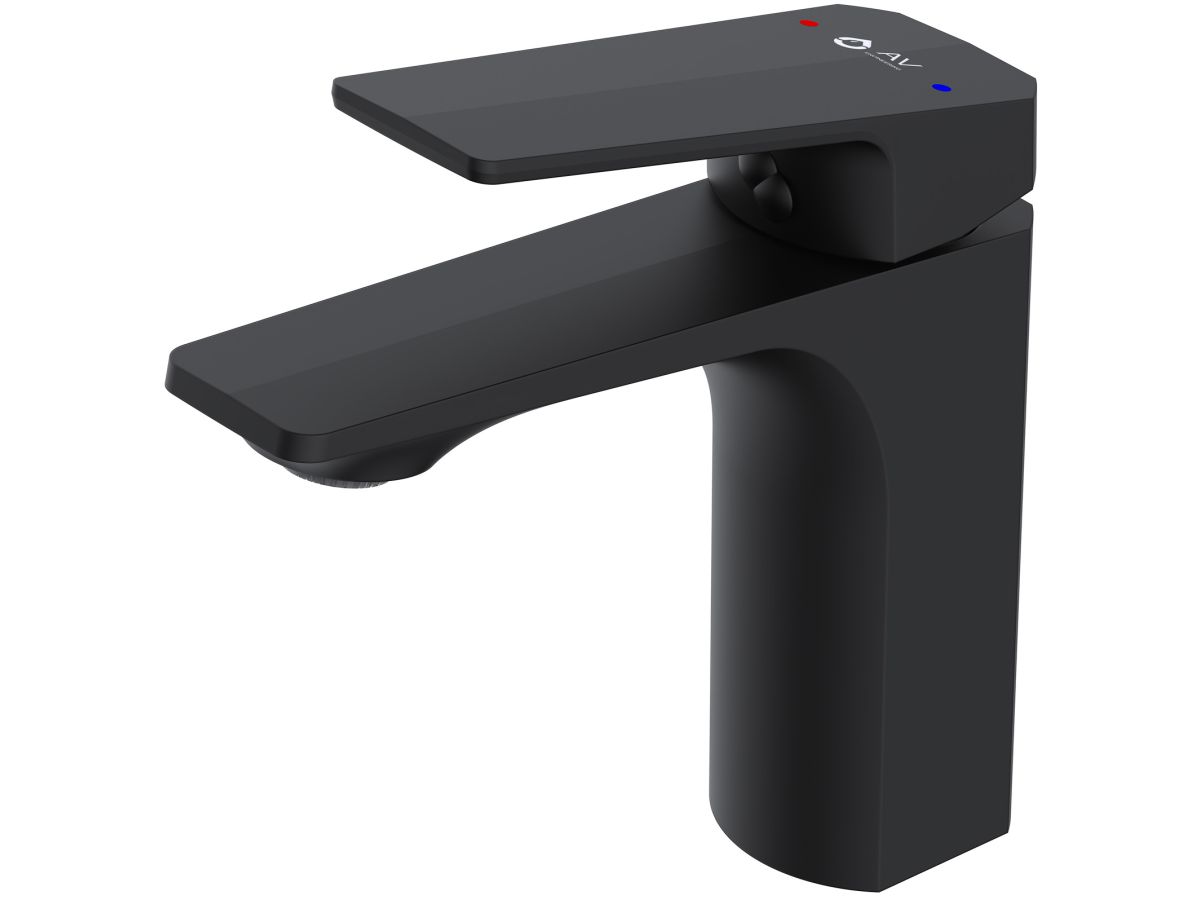 смеситель для умывальника (lt) d35, серия win (black) av engineering (короткий излив, длина 105 мм, высота 105 мм, монолитный) avwin1-bl165-110 от BTSprom.by