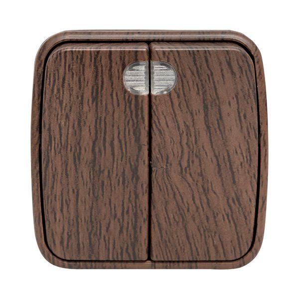  Выключатель 2-кл. 2п ОП Минск 10А IP20 с индикатором темн. дерево EKF EGV10-123-40 фото в каталоге от BTSprom.by