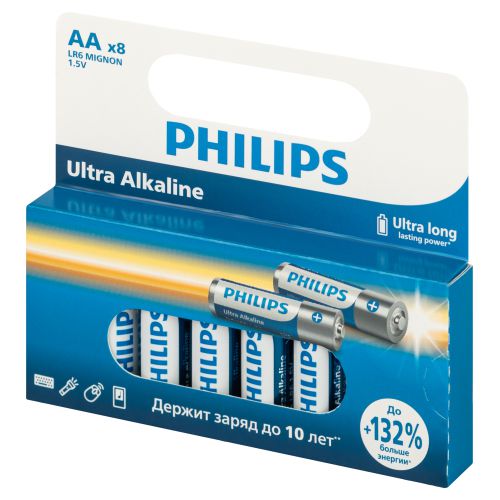 элемент питания алкалиновый aa/lr6 1.5в ultra (уп.8шт) philips б0064633 от BTSprom.by