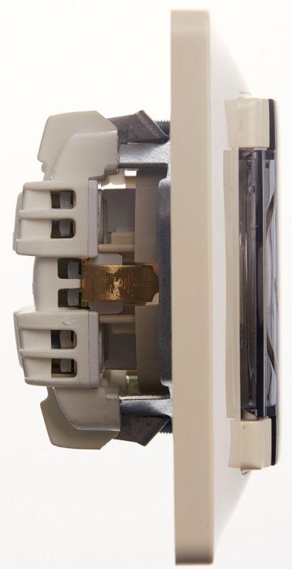  Розетка 1-м СП Glossa 16А IP44 с заземл. защ. шторки с крышкой в сборе беж. SE GSL000248 фото в каталоге от BTSprom.by