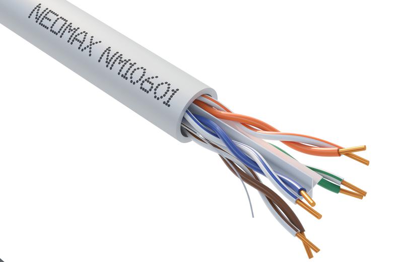 кабель витая пара u/utp кат.6 4х2х23awg (0.57мм) solid cu pvc сер. (nm10601) (уп.305м) neomax 160631 от BTSprom.by