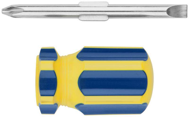 отвертка с переставным жалом "коротыш" crv сталь пластиковая ручка 6х32мм ph2/sl6 син.-желт. fit 56212 от BTSprom.by