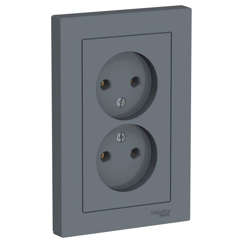 розетка 2-м сп atlasdesign 16а ip20 без заземл. в сборе грифель se atn000720 от BTSprom.by