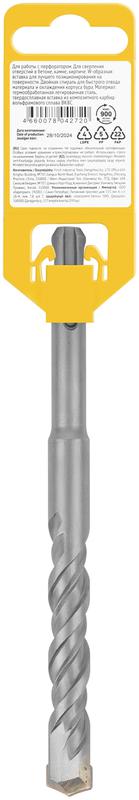  Бур по бетону SDS PLUS профи W-образная вставка двойная спираль 14х160мм FIT 32811 фото в каталоге от BTSprom.by