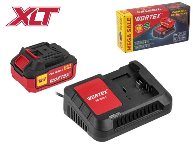 набор аккумулятор 4 а*ч и зарядное устройство 1х2 а wortex all1 xlt в кор. set (18.0 в, 4.0 а*ч, индикатор заряда, обрезиненный корпус, зарядное: 1 слот, 2 а.) 1329412 от BTSprom.by