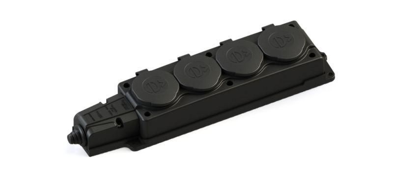 колодка удлинителя 4-м multiset 16а 250в ip44 с заземл. каучук черн. se mst4104bk от BTSprom.by