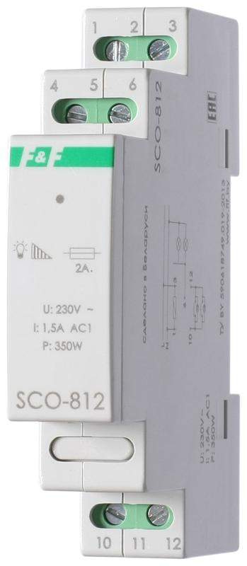 регулятор освещенности sco-812 (для ламп накал. мощность до 350вт; функция памяти установленного уровня освещенности; 1 модуль; монтаж на din-рейке 230в 1.5а ip20) f&f ea01.006.005 от BTSprom.by