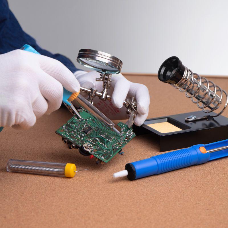  Набор для пайки (паяльник импульсный 30/70 Вт оловоотсос подставка припой) Rexant 12-0164 фото в каталоге от BTSprom.by