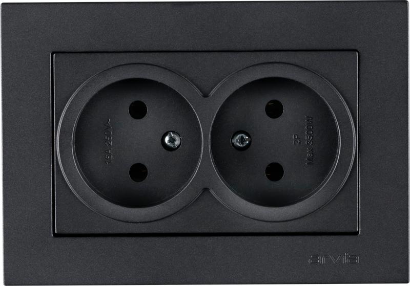 розетка 2-м с заземл. в сборе karen графит arvia 20 04 2000 907 от BTSprom.by