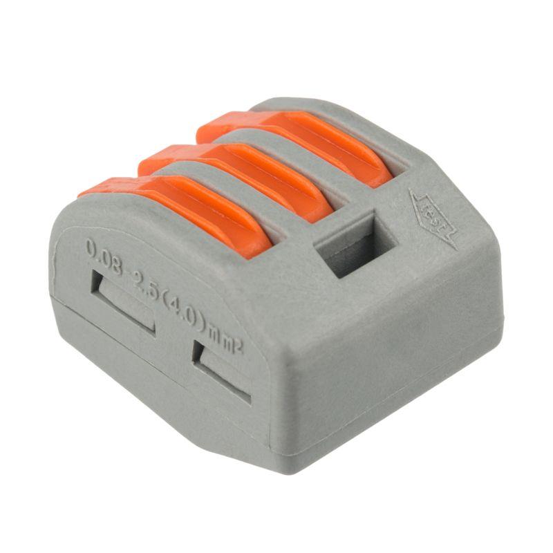  Клемма соединительная многоразовая 3-проводная (0.08-4кв.мм) сер. (уп.20шт) Rexant 07-5253-4-20 фото в каталоге от BTSprom.by