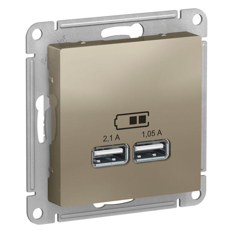 розетка usb atlasdesign тип a+a 5в 1х2.1а 2х1.05а механизм шампань se atn000533 от BTSprom.by